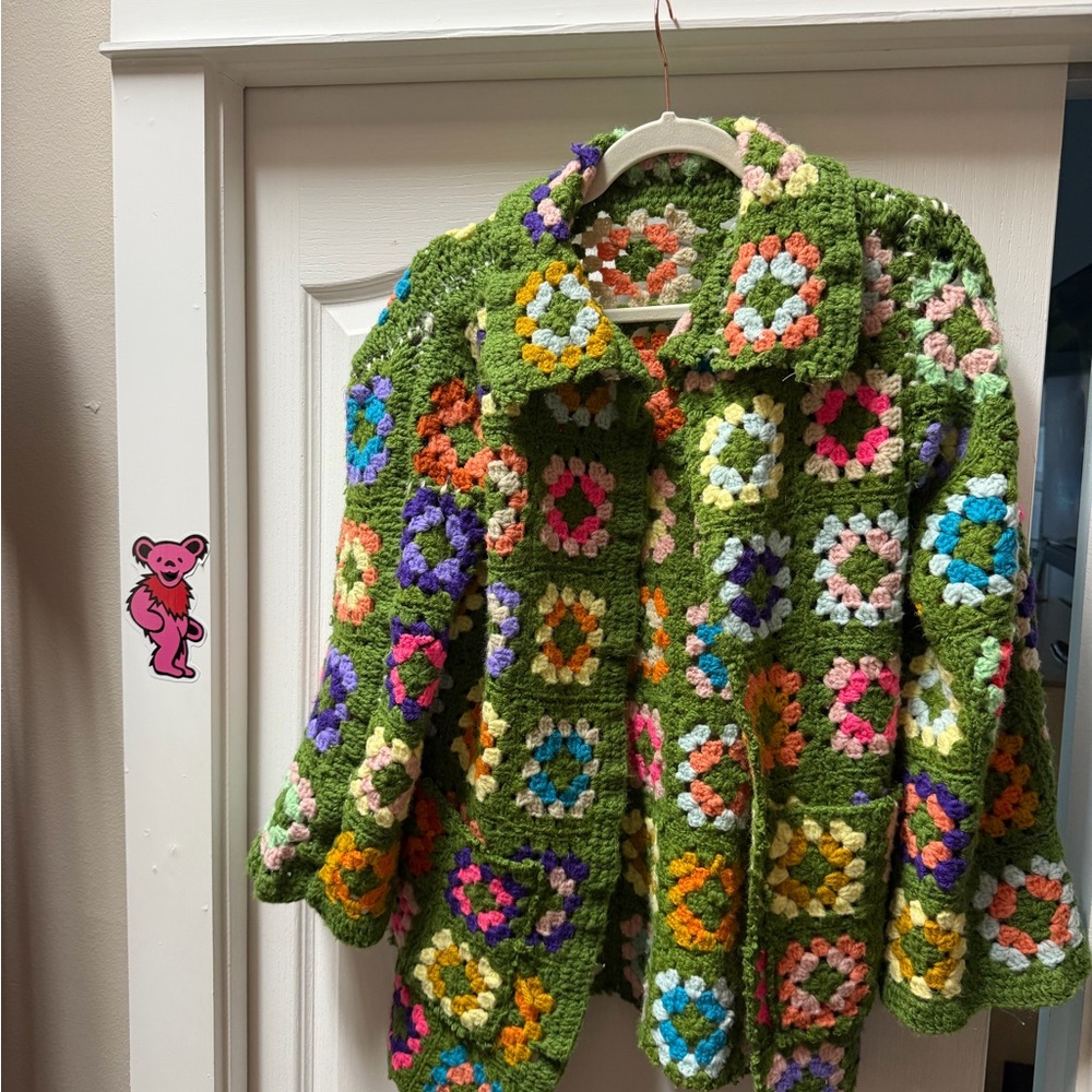 Colorful Crochet Granny Square Jacket
